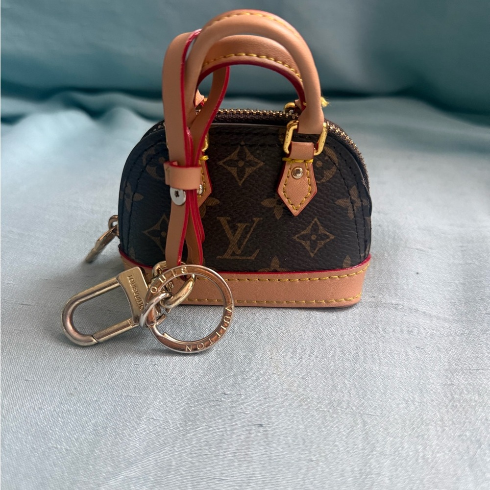 LV Mini Monogram Alma Key Charm in Brown & Tan